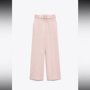 High Waist Culottes Pants with Pearl Belt